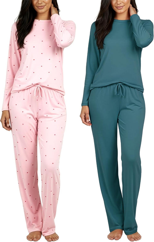 2 Pack: Women'S Comfy Pajama Sets - Short & Long Sleeve Ladies Loungewear Sleepwear Pjs (Available in Plus)